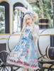 Douce Lolita JSK Robe Jupes Lolita en polyester sans manches Bleu Avec Noeud