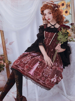 Douce Lolita JSK Robe Neverland Bordeaux Sans Manches Volants Jupes Lolita Robe Chasuble