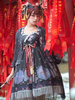 Douce Lolita JSK Robe Neverland Imprimé Fleur à Volants Noir Lolita Jupes