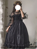 Douce Lolita JSK Robe Neverland Noir Sans Manches Volants Nœuds Polyester Imprimé Floral Lolita Pull Jupes