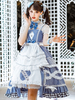 Douce Lolita JSK Robe Sans Manches Dentelle Arcs Croisé Bleu Gris Lolita Jupe
