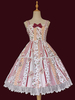 Douce lolita jsk robe sans manches dentelle bowknot motif fraise rose lolita cavalier jupon
