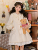 Douce Lolita Manteaux Noir Volants Noeuds Manches Longues Polyester Hiver Lolita Outwear