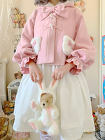 Douce Lolita Manteaux Volants Roses Noeuds Polyester Noeud Automne Lolita Outwear