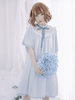 Douce Lolita OP Robe à Une Pièce Bleu Rose En Mousseline de Soie Plissée Déguisements Halloween