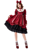 Douce Lolita OP Robe Avec Noeuds Burgundy manches longues Lolita Robes une pièce Déguisements Halloween