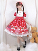 Douce Lolita OP Robe Cadeau Fraise à Volants Robes lolita une pièce Déguisements Halloween