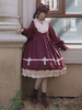 Douce Lolita OP Robe Croix Une Pièce Lolita Bordeaux En Dentelle Déguisements Halloween