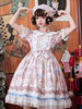 Douce Lolita OP Robe Dessus Imprimé Arcs Manches courtes Robes Lolita Une Pièce Déguisements Halloween