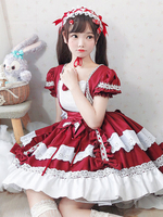 Douce Lolita OP Robe Lacet Avec Noeuds Lolita Robes une pièce Maid Costume Déguisements Halloween