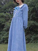Douce Lolita OP Robe Lacet Bleu Claire manches longues Robes Une Pièce Lolita Déguisements Halloween