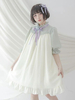 Douce Lolita OP Robe Lilas En Chiffon Robe Bouffante Manche Mi-Longue Lolita Déguisements Halloween