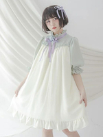 Douce Lolita OP Robe Lilas En Chiffon Robe Bouffante Manche Mi-Longue Lolita Déguisements Halloween