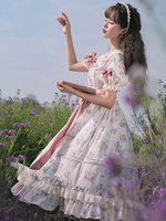Douce Lolita OP Robe manches courtes Abricot Lolita une Pièce Robe