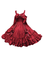 Douce Lolita Op Robe manches courtes Bourgogne Lolita Une Pièce Robe Princesse