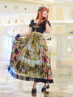 Douce Lolita OP Robe Neverland Imprimé Fleur Robes Noir Lolita