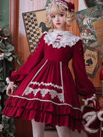 Douce Lolita OP Robe Neverland Volants Dentelle Manches Longues Lolita Une Pièce