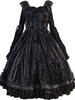 Douce Lolita OP Robe Noir à Volants Avec Noeud Lolita Robes une pièce Déguisements Halloween