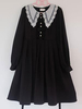 Douce Lolita OP Robe Noir Simple Manches Longues Lolita Robes une pièce Déguisements Halloween