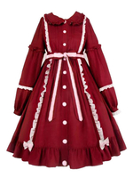 Douce Lolita OP Robe Plissé Avec Noeud à Volants Lolita Robes une pièce Déguisements Halloween
