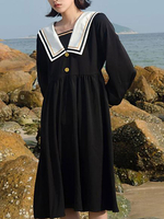 Douce Lolita OP Robe Robe bicolore noire Lolita à deux tons Déguisements Halloween