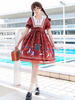 Douce Lolita OP Robe Royal Trojan En Chiffon à Imprimé Bordeaux Lolita Une Pièce Robe Déguisements Halloween