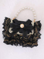 Douce Lolita Sac à main Noir Dentelle Embellissement Dentelle Cuir PU Cuir Sac Cross-Corps Lolita Accessoires