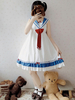 Douce robe Lolita OP Lolita sincline Robes dune seule pièce Lolita sans manches avec nœud blanc Déguisements Halloween