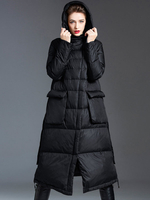 Doudoune Femme Décontractée Long Manteau À Capuche En Duvet De Canard Hiver Chaud