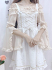 Doux Chemisier Lolita Dentelle Volants Manches Longues Abricot Chemise Lolita