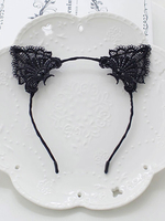Doux Lolita Accessoire Cheveux Dentelle Chat Oreille Lolita Fermoir Cheveux Déguisements Halloween