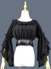 Doux Lolita Blouse Dentelle Ruffle Bow Hime Sleeve Mousseline De Soie Noir Lolita Crop Top Déguisements Halloween