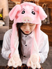 Doux lolita chapeau rose dessin animé cochon écharpe moelleux lolita moelleux Déguisements Halloween