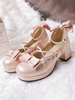 Doux Lolita Chaussures Bows Coeur évider en cuir Synthétique Chunky talon Chaussures Lolita Déguisements Halloween