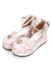 Doux Lolita Chaussures Imprimer Chérie Découper Arc Cheville Sangle Synthétique Rose Lolita Chaussures Déguisements Halloween