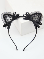 Doux Lolita Cheveux Fermoir Dentelle À Volants Arc Noir Lolita Accessoire Déguisements Halloween