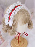 Doux Lolita Coiffe Dentelle aux fraises Bandeau Déguisements Halloween