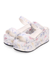 Doux Lolita diapositives Imprimer Synthétique Wedge talon Platform Lolita Sandales Déguisements Halloween