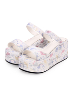 Doux Lolita diapositives Imprimer Synthétique Wedge talon Platform Lolita Sandales Déguisements Halloween