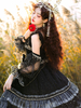 Doux Lolita JSK Robe 3 Pièces Ensemble À Lacets Nœuds Tulle Polyester Noir Lolita Jumper Jupes