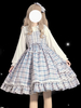 Doux Lolita JSK Robe Bleu Clair Motif À Carreaux Polyester Sans Manches"idien Décontracté Lolita Jumper Jupe
