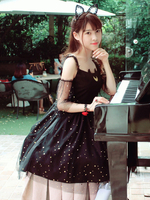 Doux Lolita JSK Robe Noir Polyester Sans Manches À Volants"idien Décontracté Lolita Jumper Jupes