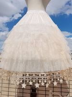 Doux Lolita Jupons Polyester Ruffles Gothique Lolita Jupon Femme Écru Blanc Étoiles Imprimer Lolita Jupon