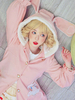 Doux Lolita manteaux rose Neverland manteau uniforme tissu à manches longues hiver volants pardessus oreilles de lapin Lolita Outwears