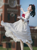 Doux Lolita OP Robe Blanc Polyester À Manches Longues Bowknot Rouge À Volants Blanche Neige Lolita Une Pièce