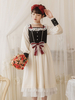 Doux Lolita OP Robe Dentelle Blanc Polyester Manches Longues Rouge Bowknot Volants Blanche Neige Lolita Traditionnelle Une Pièce Robes