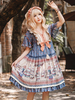 Doux Lolita OP robe en mousseline de soie manches longues arcs volants motif lapin Lolita une pièce robe
