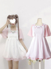 Doux Lolita OP Robe Lapin Imprimer Ruffle Deux Tone Lolita Rose Robe Une Pièce Déguisements Halloween