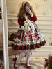 Doux Lolita OP Robe Motif De Noël À Manches Longues Polyester Rouge Noël Lolita Une Pièce Robes