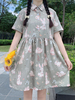 Doux Lolita OP Robe Polyester manches courtes Bunny Imprimer Motif Casual Lolita One Piece Robe